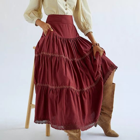 Anthropologie tiered lace Maxi Skirt - Picture 1 of 9